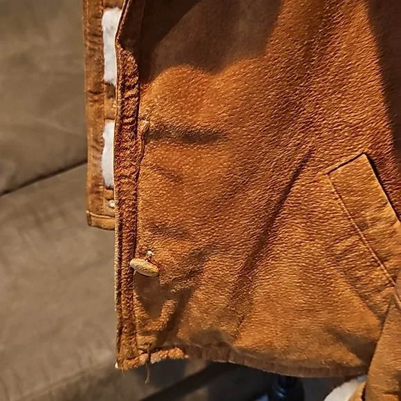 Leather Sherpa Jackets, Womens Large, Camel Color - Picture 5 of 14